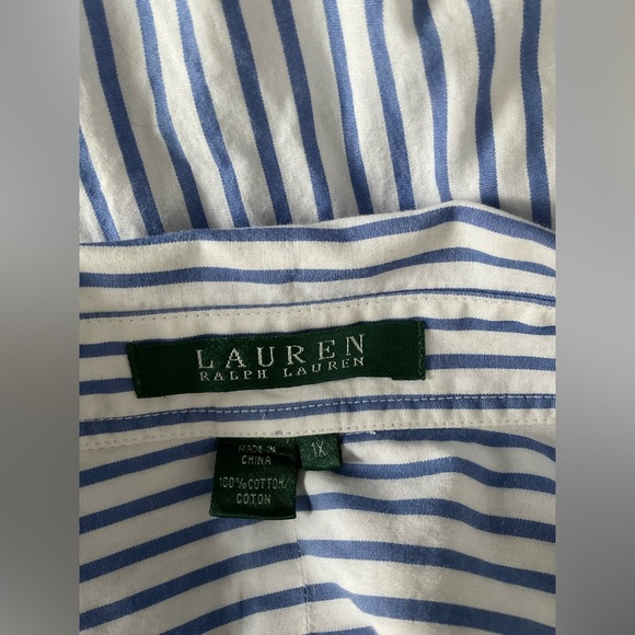 Ralph Lauren Blue and White Striped Button Down Shirt - Picture 6 of 8